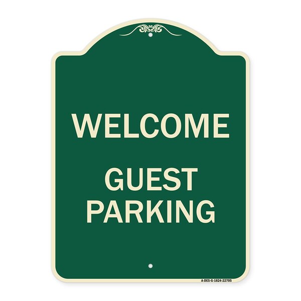 Welcome Guest Parking Heavy-Gauge Aluminum Architectural Sign, 24" x 18", G-1824-22705